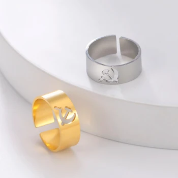 Кольца для пальцев золотого и серебряного цвета из нержавеющей стали для женщин, полые, шириной 8 мм, Трендовые кольца, ювелирные изделия, подарок для вечеринки Оптом