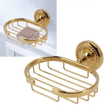 Настенный держатель для мыла в ванной Медь + нержавеющая сталь Антикварная корзина для мыла в ванной Держатель для посуды Золотой поворот