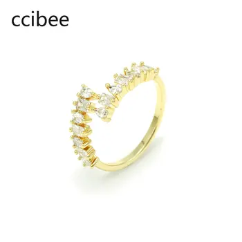 Модное и минималистичное кольцо с цирконием неправильной формы для пар, изысканное индивидуальное кольцо с белым цирконием и универсальное кольцо
