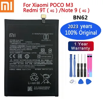 2023 Года Xiao Mi 100% Оригинальный Аккумулятор BN62 Для Xiaomi POCO M3 Redmi Note 9 4G 9T 6000 мАч Сменные Батареи + Инструменты