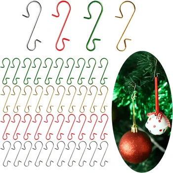 50 шт. Рождественский орнамент, металлические S-образные крючки, держатели, подвеска в виде шара в виде Рождественской елки, подвесные украшения для дома, Navidad Новый Год