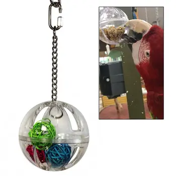 Игрушка для жевания попугая C63B, Подвесной кормовой мяч с шариками Внутри акриловой подставки для птичьей клетки
