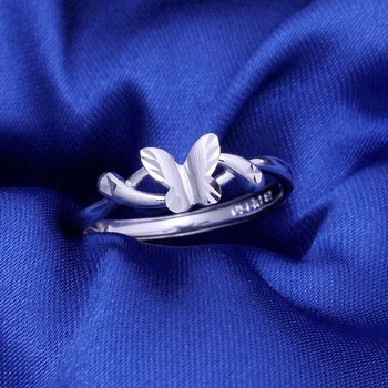 1ШТ Кольцо из настоящей чистой платины 950 пробы, женское кольцо для любителей бабочек, Цветок Pt950, Размер кольца США 6-9