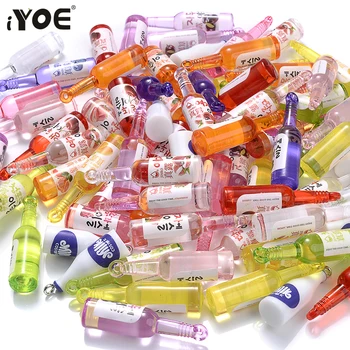 iYOE 10шт 10x40 мм Многоцветные Подвески для бутылок с напитками, серьги-брелки, Изделия из смолы, Аксессуары для изготовления ювелирных изделий