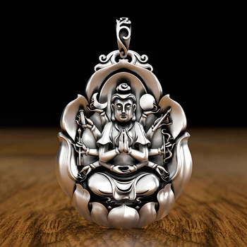 FoYuan DS Lotus Puxian Bodhisattva Принадлежит Дракону Змеиной Жизни Будды Кулон Мужское Ожерелье Бренда Zodiac Patron Saint