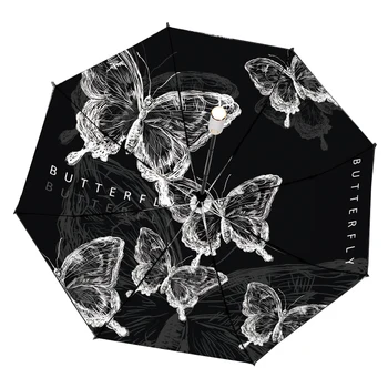 Зонтик с бабочкой и цветком, дождь, женщины, мужчины, Складной зонтик от солнца, солнца и дождя, солнцезащитный крем, УФ-защита, складной зонтик для девочек