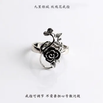 Готические кольца с розами для женщин, винтажные геометрические Регулируемые кольца для пальцев, модный женский ювелирный подарок на День Рождения