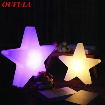 Современная солнечная белая ландшафтная лампа OUFULA с креативным рисунком звезд Водонепроницаемый IP65 Декор Светодиодный 16 Цветов Атмосферный Ночник