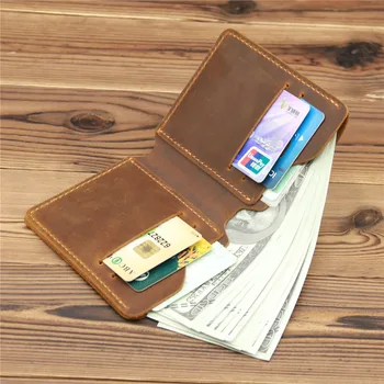 Мужская сумка для карт из натуральной воловьей кожи, простой ретро-кошелек для удостоверения личности, водительских прав, держатель для удостоверения личности, кошелек для мужчин