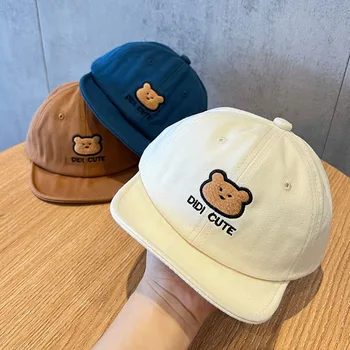 Детские бейсболки с милым медведем для детей, девочек и мальчиков, весенне-летние солнцезащитные шляпы для младенцев, Корейские детские кепки с мягкими полями