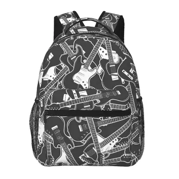Мужской Женский рюкзак с рисунком электрогитары, школьный рюкзак для женщин, мужская модная сумка 2023, Студенческий рюкзак
