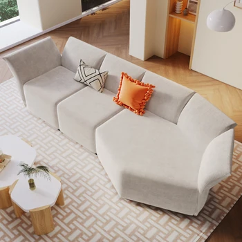 Стильный диван с полиэстеровой обивкой, регулируемой спинкой и свободной комбинацией для гостиной