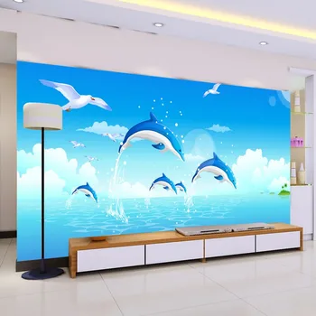 beibehang Пользовательские 3D морские животные дельфины подводный мир обои фоновая стена спальня мультфильм обои для детской комнаты