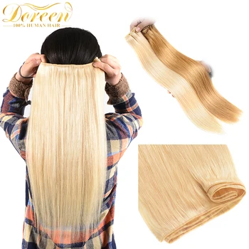 Doreen 100% Пучки Человеческих Волос Бразильские Прямые Волосы Плетет Уточная Машина Remy Hair Blonde Hair Bundles от 12