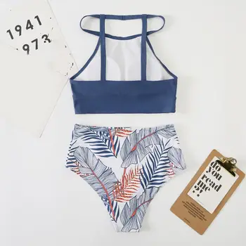 Очаровательные накладки для летнего купальника, легкий купальник Lady Tummy Control с принтом листьев, комплект бикини на ощупь, пляжная одежда
