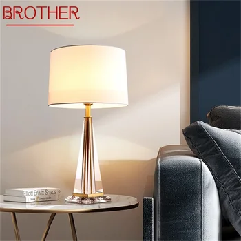 Настольная лампа BROTHER Латунь Современный простой кристалл Настольная лампа из светодиодной ткани Украшение для домашней спальни