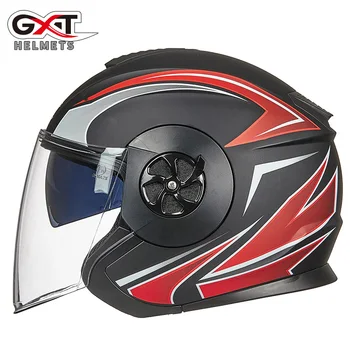 GXT Винтажный мотоциклетный шлем с двойными линзами для мотокросса, Полушлем, Крутая защита от солнца, педаль безопасности, руль для мужчин, женщин, Casco Para Moto