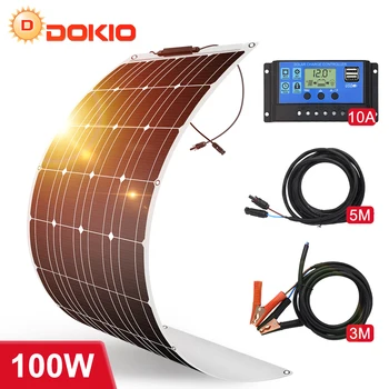 Комплект гибких солнечных панелей Dokio 18V 100W 200W 400W В комплекте с контроллером зарядки аккумулятора 12V для RV/автомобиля/лодки/Мобли