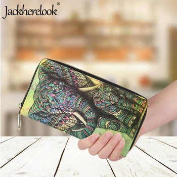 Jackherelook Роскошный кожаный длинный кошелек для женщин, модный тренд, Новый Деловой кошелек для банковских карт с полинезийским слоном, Кошелек для покупок