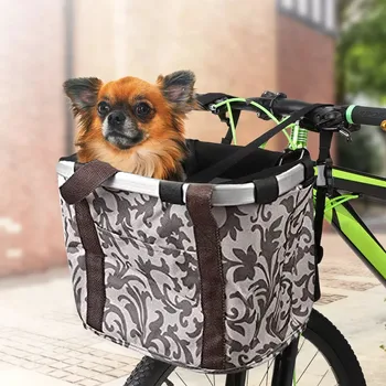 Съемная велосипедная корзина из ткани Оксфорд с нагрузкой 10 кг, передняя сумка на руль велосипеда, коробка, переноска для собак, кошек, Аксессуары для велосипедов для собак