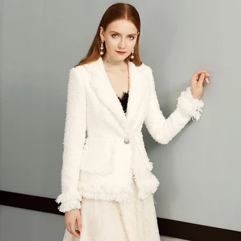 Белая твидовая куртка 2020, весенне-осенняя женская куртка, новая тонкая женская куртка из твида для похудения, пальто