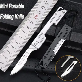 Портативный универсальный нож из нержавеющей стали, разделочный нож (в комплекте 10 лезвий), карманный нож EDC, тактический складной нож для выживания на открытом воздухе.