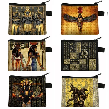 Футляр для монет с египетским художественным принтом, Египетский фараон Анубис, кошельки для путешествий, женская повседневная мини-сумочка, удостоверение личности, кредитная карта, сумки для денег
