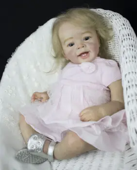 60 СМ Возрожденная Малышка Принцесса Кукла Янник Светлые Волосы Красиво Раскрашенная 3D Кожа с Видимыми Венами Высококачественное Коллекционное Искусство