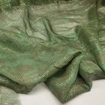 Шелковая швейная ткань из жоржета с металлическим жаккардовым отливом и цветочным принтом, качественный блестящий материал Saree Toub