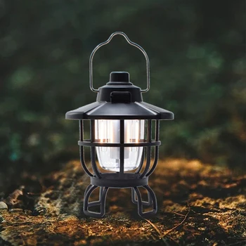 Светодиодные фонари для кемпинга Водонепроницаемая ретро-садовая декоративная лампа, подвешенная на крючок, индикатор питания, поворотный переключатель для путешествий на открытом воздухе