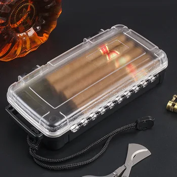 Пластиковый Прозрачный Большой Хьюмидор для сигар 5шт 7шт Герметичный ящик для хранения сигар Открытый Портативный влагостойкий