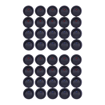 Новые 40 Шт 12V 20A Усилители Вкл/Выкл/3-Позиционный Терминал Круглый Перекидной Светодиодный Тумблер Синий и красный