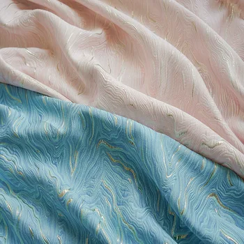 Рельефная золотисто-синяя роспись в стиле жаккардовой ткани для свадебного платья, одежда для шитья своими руками шириной 150 см - Продается по счетчику