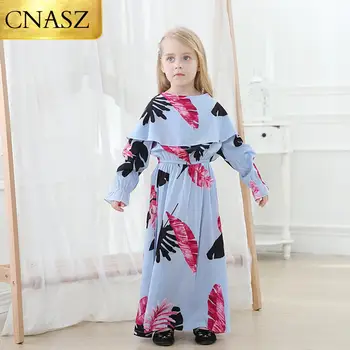Новое модное детское платье с отворотом на талии, платье с широкими рукавами для ребенка