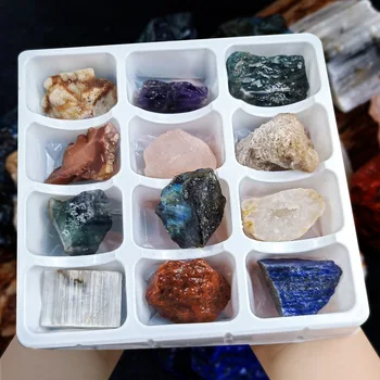 Натуральные крупные гранулы, грубые образцы минералов, хрустальный агат, нефрит 12 видов коллекционных образцов для преподавания естественных наук
