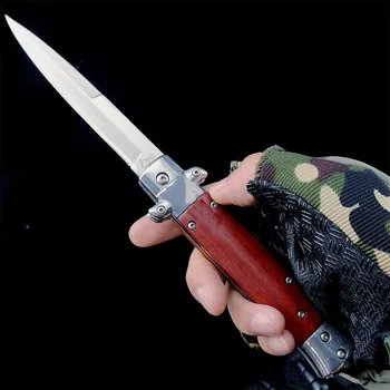 Итальянский Стиль AKC Au.to Вспомогательный Карманный складной нож 440C с лезвием и деревянной ручкой для выживания на открытом воздухе EDC Ножи Охотничьи Тактические Инструменты
