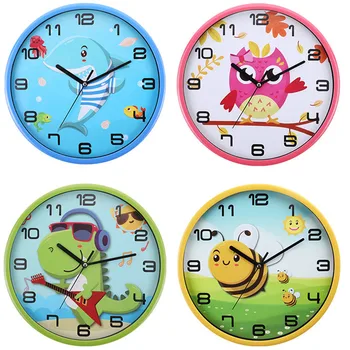 Детские настенные часы с мультяшными животными для детской комнаты, Акула, динозавр, красочные декоративные часы на батарейках, детские комнаты