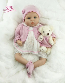 NPK 55 см мягкая на ощупь ткань для тела мягкий силиконовый Винил Reborn Baby Doll Игрушка Для Девочек Мальчиков Новорожденные Куклы bebes reborn doll