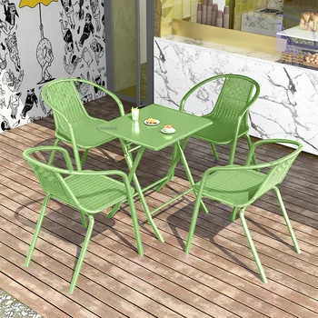 Уличный стол и стул в скандинавском стиле, набор для бистро, Домашний уличный патио, Балкон, Железный журнальный столик, водонепроницаемая уличная мебель Z