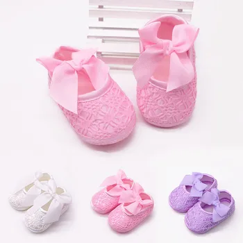 Милые кружевные цветочные бантики, детская обувь, мягкие хлопковые нескользящие туфли для новорожденных, первые ходунки, обувь принцессы для маленьких девочек