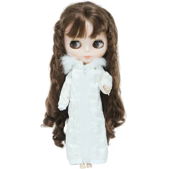 Зимнее пальто для куклы 1/6, Белый халат, Длинное платье, толстовки ручной работы, теплая куртка, одежда для куклы Blythe, аксессуары, детские игрушки, подарок
