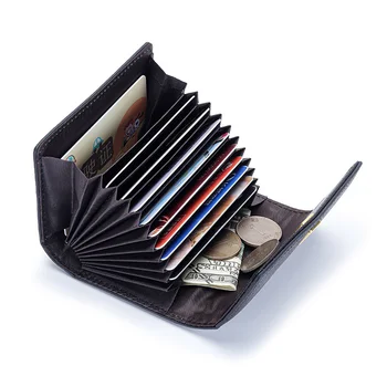 Короткая женская сумка для карт из воловьей кожи, новая, маленькая и изысканная, с несколькими позициями для банковских карт, обложка для удостоверения личности, складной кошелек-портмоне