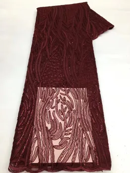 Африканская кружевная ткань с блестками цвета Фуксии, высококачественное кружево, Французский тюль, кружевная ткань, Нигерийские кружевные ткани для свадьбы