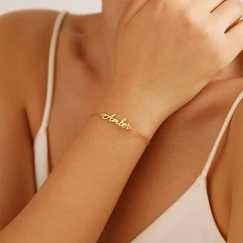 Модный Персонализированный браслет для женщин с именем, Индивидуальные ювелирные изделия из нержавеющей стали, Индивидуальный браслет на ножной браслет для женщин