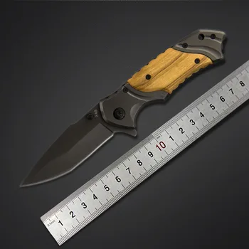 Военный тактический нож Складной нож Охотничьи ножи для выживания с деревянной ручкой Инструменты для самообороны на открытом воздухе Карманные ножи для мужчин
