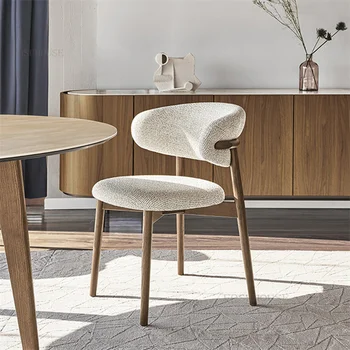 Современные минималистичные обеденные стулья из массива дерева для кухни, Nordic Light, Роскошный Дизайнерский кожаный обеденный стул, стулья для отдыха со спинкой