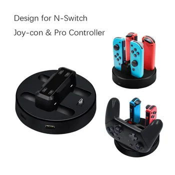 Зарядка док-станции для Nintendo Switch Joycon 2 USB-порта, индикаторы для игрового контроллера Switch, держатель зарядного устройства для PS4