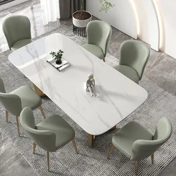 Итальянские легкие Роскошные обеденные столы из яркого шифера Мебель для домашней столовой Современное минималистичное сочетание обеденного стола и стула