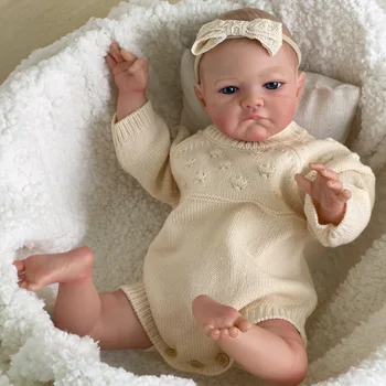 NPK 20 дюймов Уже окрашенная Готовая 3D картина Reborn Baby Doll August Awake Baby с видимыми прожилками