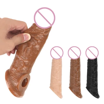 Многоразовый Удлинитель рукава для пениса Реалистичный Презерватив для пениса Силиконовый Удлинитель Секс-игрушки для мужчин Увеличитель члена Задержка оболочки презерватива